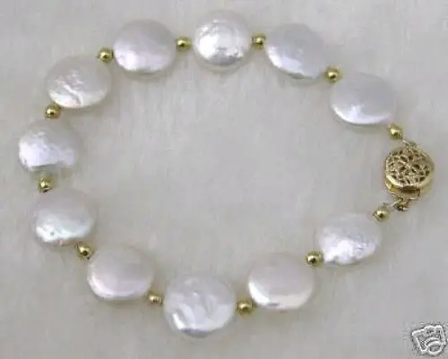Shipping &gt&gt&gt&gt AAA 12-15MM NATURAL SOUTH SEA BAROQUE WHITE PEARL BRACELET 7.5-8'' 14k | Украшения и аксессуары