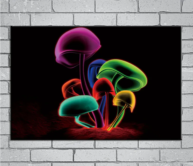

Psychedelic Trippy Magic Mushroom Abstract Light Canvas Custom Poster 24x36 27x40 inch Home Decor N103