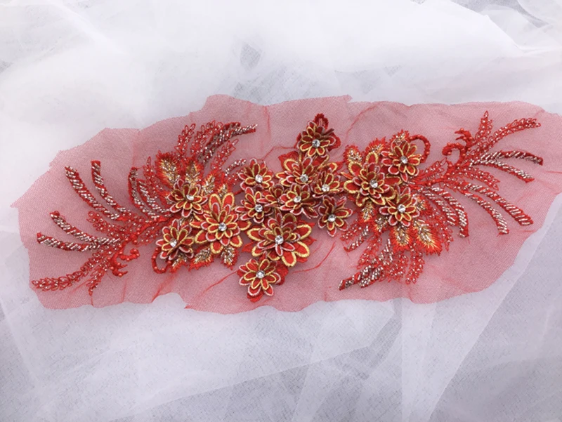 

1 PC Lace Applique Embroidered Lace Appliques 3d Lace Fabric Adhesive Flower Patches For Dress Supply Hair DIY Craft Supplies