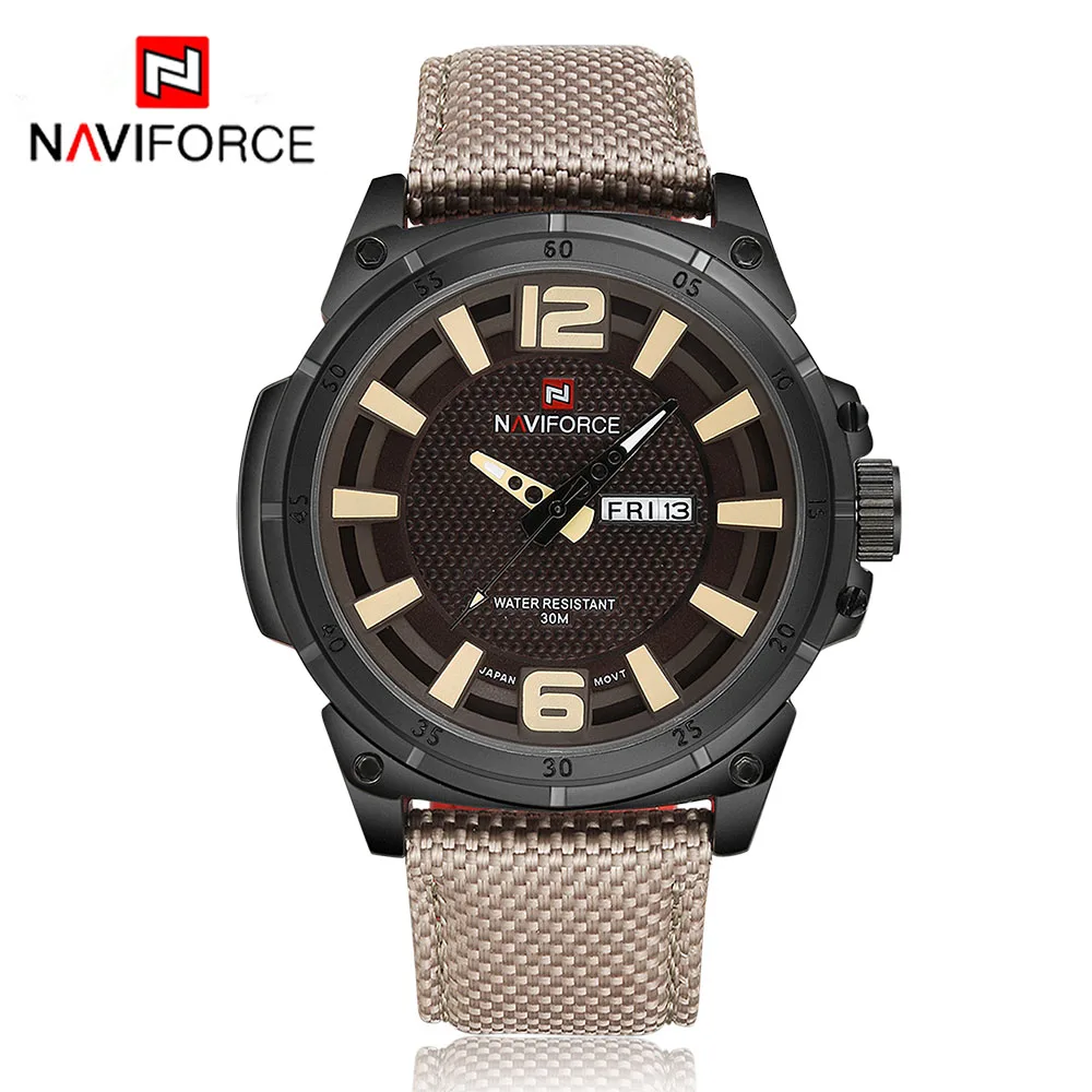 

NAVIFORCE Original Luxury Brand Men Sports Military Quartz Watch Man Analog Date Clock Nylon Strap Wristwatch Relogio Masculino