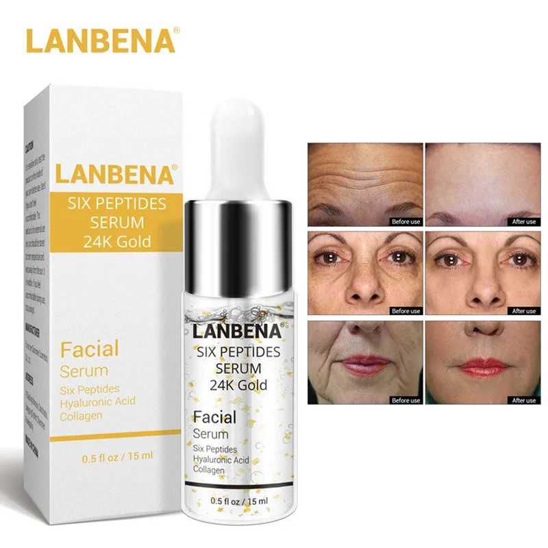 LANBENA Six Peptides сыворотка Чистая 24K Золотая эссенция Гиалуроновая кислота коллаген