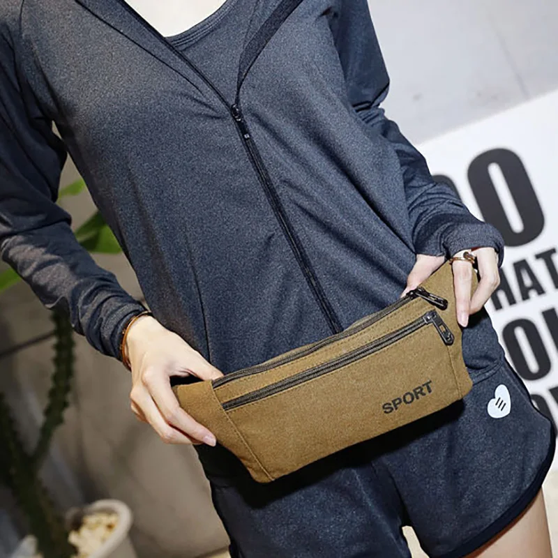 

Women Waist Packs Lady Fitness Chest Bag Multifunction Canvas Mobile Phone Waist Bag Fashion Coin Purse Waist Packs