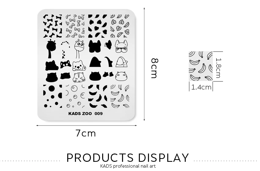 KADS ZOO 009 серия шаблоны для ногтей пластина милый кот олень изображение печать трафарет для штамповки дизайн ногтей печать штамп маникюрные пластины