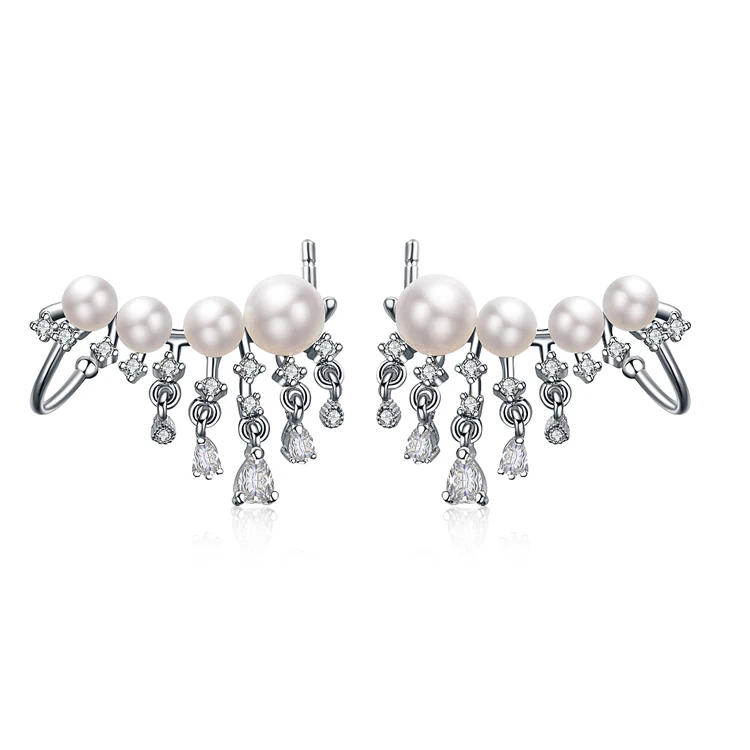 

2015 New arrival fashion pearl crystal 925 sterling silver female stud earrings jewelry wholesale gift