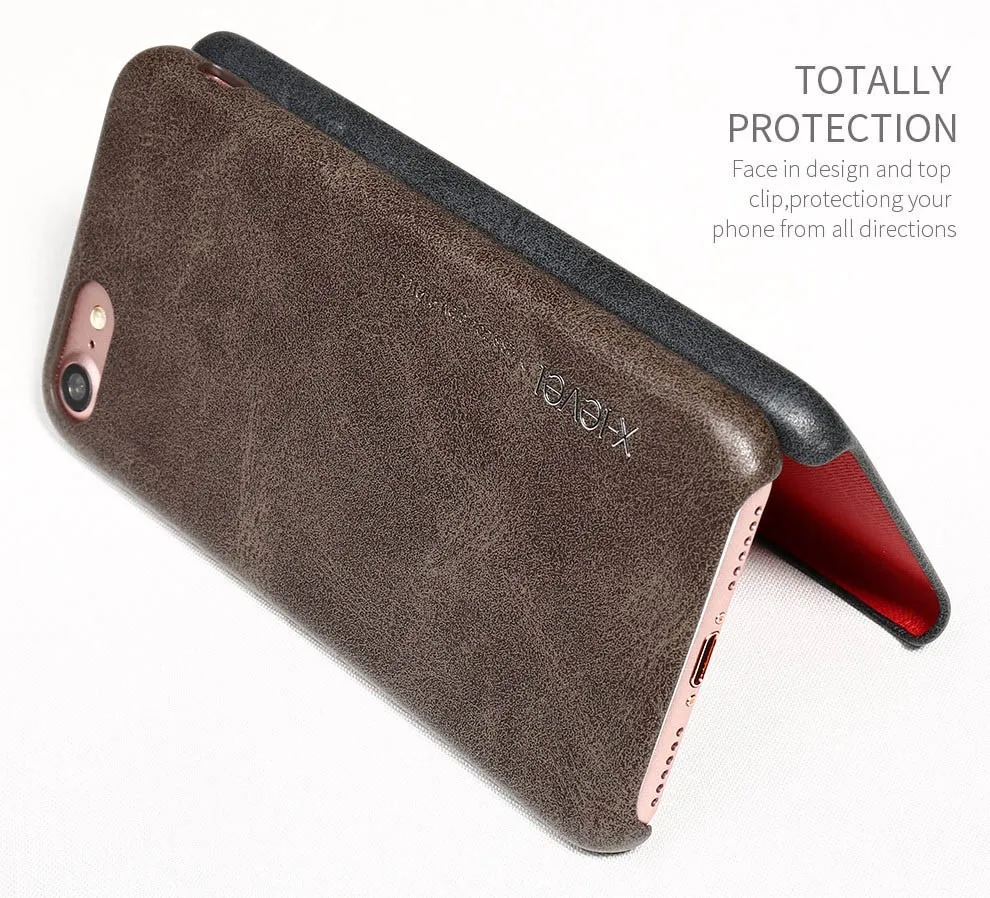 X-Level Vintage Case For iPhone 8 Plus PU Leather Retro Case For iPhone 8 7 7Plus 6 6S Plus X Ultra thin Protective Back Cover 