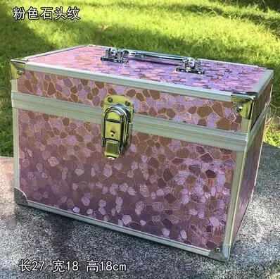 

Professional Aluminium alloy Make up Box Stone pattern Makeup Case Beauty Case Cosmetic Bag Multi Tiers Lockable Jewelry Bo