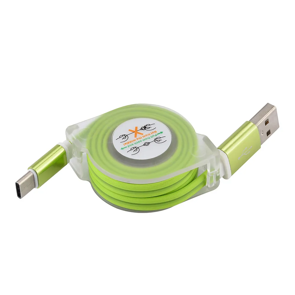 1pc Retractable Data Cable USB C Type C to USB 2A Sync Charging Cable