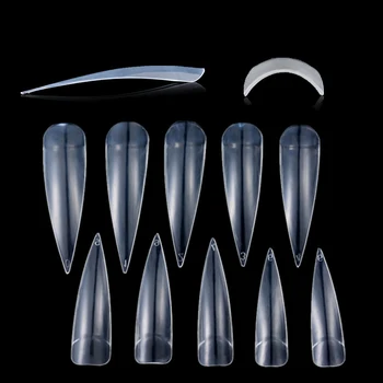 

500Pcs/LOT White/ Clear /Natural Stiletto Long False Fake Nails Tips Manicure Artificial Nails Salon Half Cover Tips