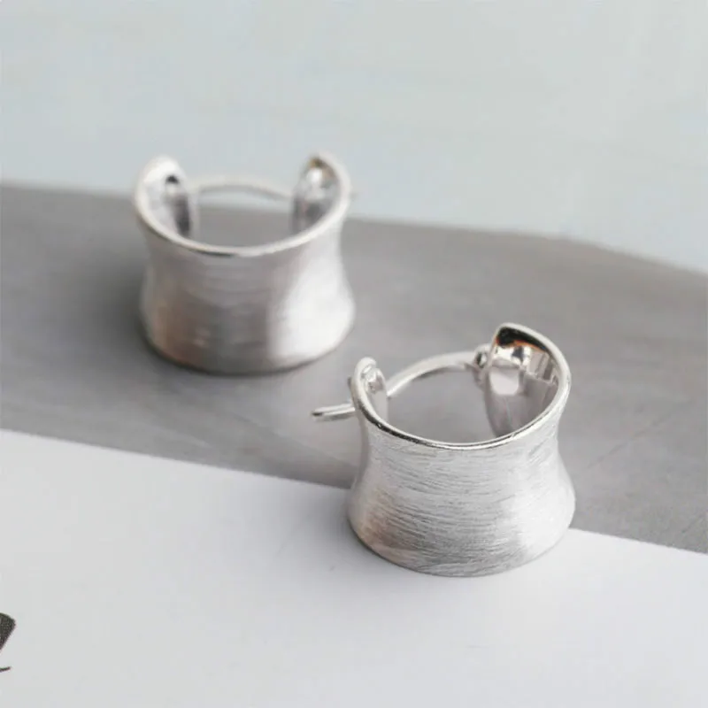 

100% 925 Silver Hoop Earrings For Women Flyleaf Top Quality Simple Fashion Statement Half Round Earrings Costume-jewelry-earring