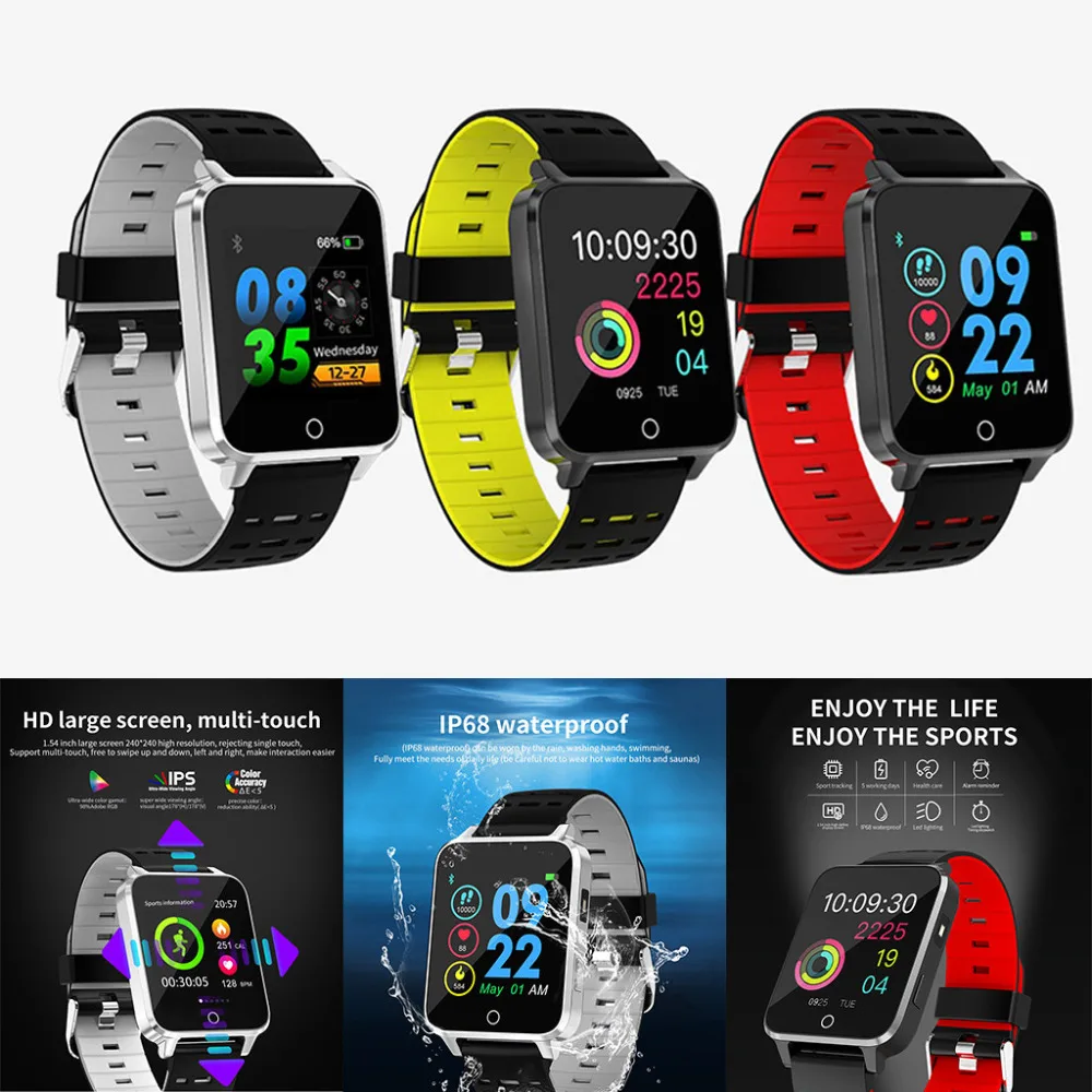 

2019 New IP67 Waterproof index 1.54Inch Color Full Screen IP68 Waterproof Heart Rate Monitor Smart Watch for women men kids