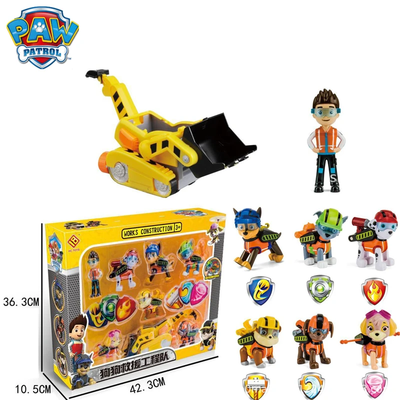 

Paw Patrol Toy Set excavator Engineering Team rescue Action Figure Toys Latch Hook Anime Figure Toy for Children Birthday Gift