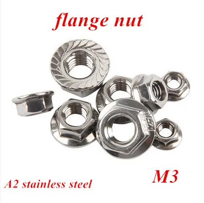 

100pcs/lot M3 DIN6923 Metal Lock Nuts/ A2-70 Stainless Steel Flange Locknuts