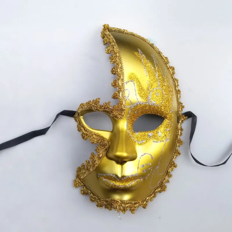 

Ball New Style Crescent Moon Mask Carnival Party Half Face Make-up Halloween Party Venetian Mask Batch Mardi Mask