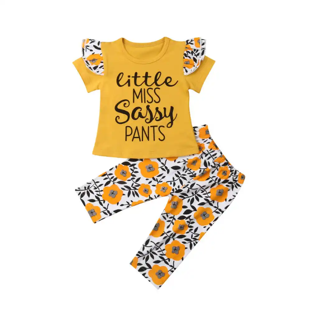 tops calças Conjunto De Roupas Criança Pequena Bebê Menina Roupas De Ação De Graças Turquia T-shirt