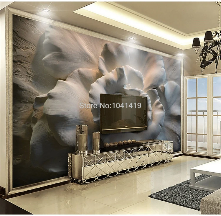 3D Stereo Relief Rose Flowers Wallpaper, Mural