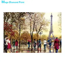 spotlight on paris Diamond Painting Full Round scenic portrait New DIY Sticking Drill Cross Embroidery 5D Oil painting style new paris style