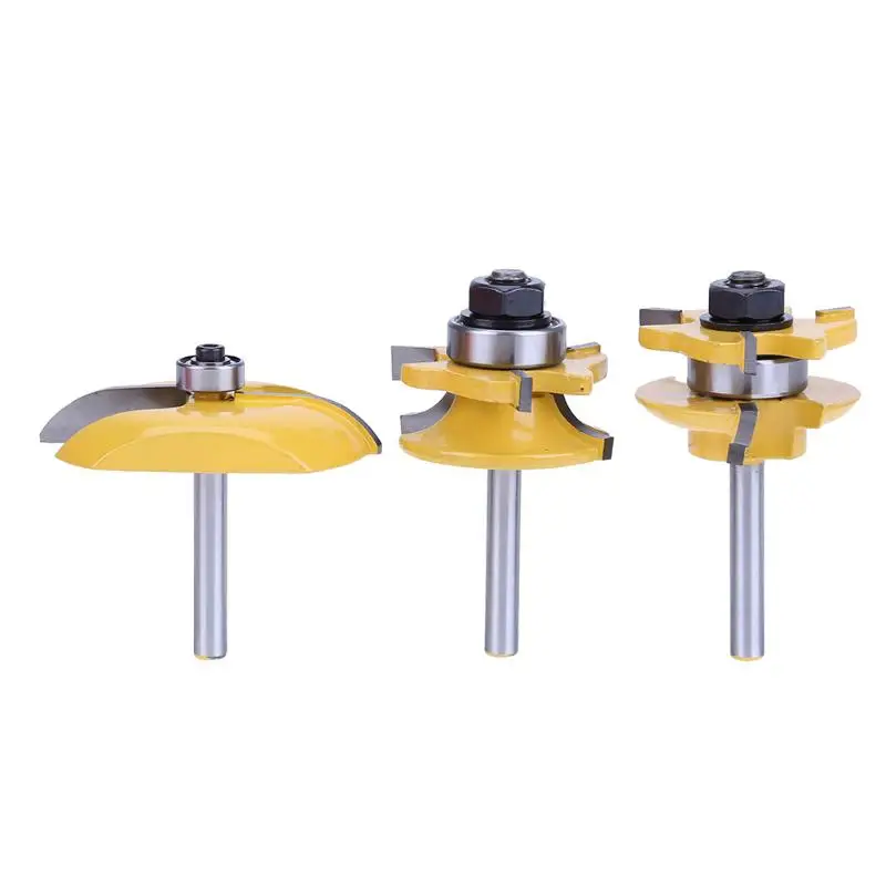 

3pcs Hard Alloy 1/4'' Wood Milling Cutter Round Rail And Stile Router Bits Set Cove Raised Panel Tools Cutting Endmill