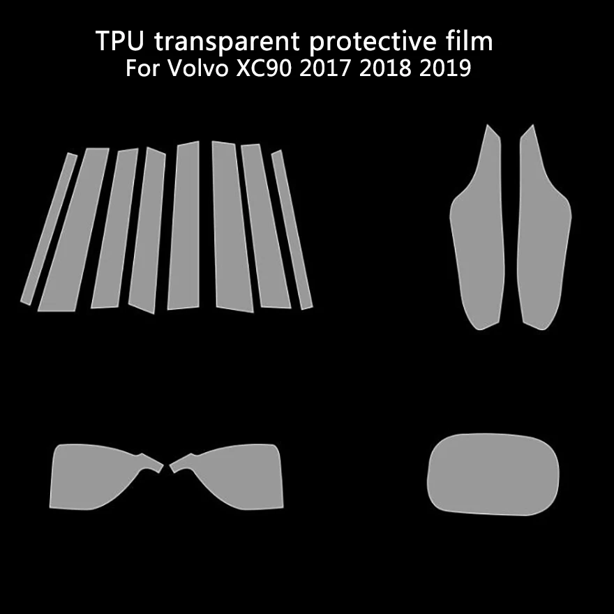 Для Volvo XC90 TPU прозрачная защитная пленка средняя колонна пленка внешняя панель пленка автомобильные аксессуары - Название цвета: Full set