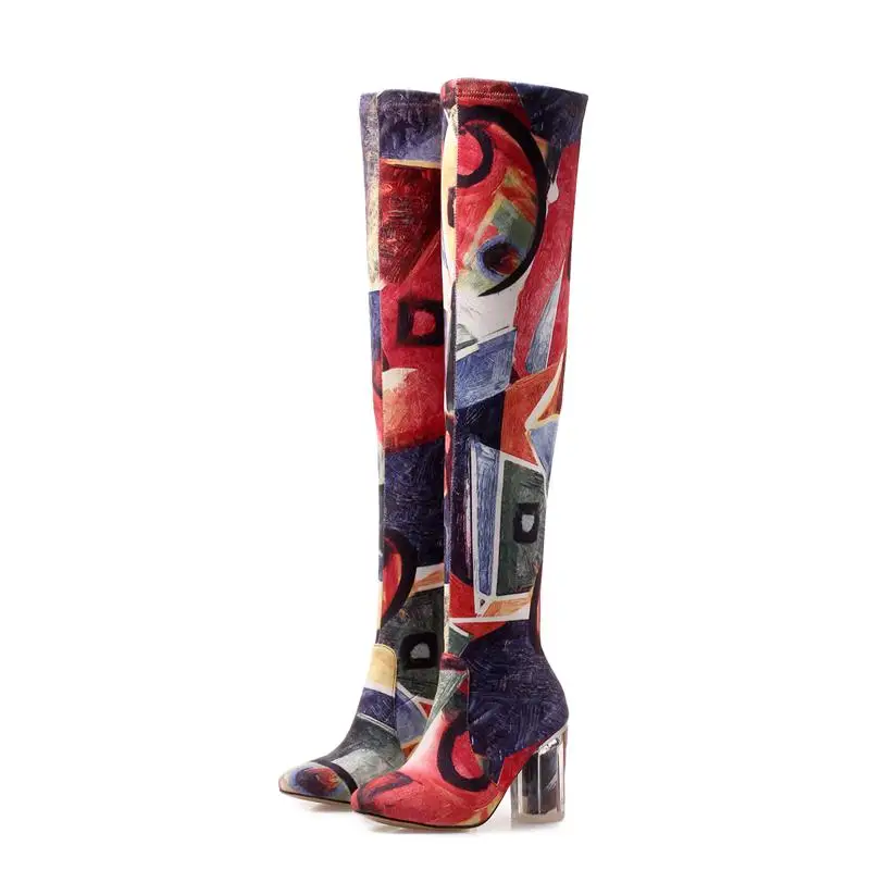 MORAZORA/Новинка года; модные высококачественные ботфорты; яркие высокие сапоги до бедра на высоком каблуке; сезон осень-зима; пикантная обувь - Цвет: Красный