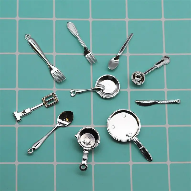 

11PCS 1:12 Fork Pot Kitchen Set Food Toys Dollhouse Miniature Dolls Accessories Pretend Play Kids Toy