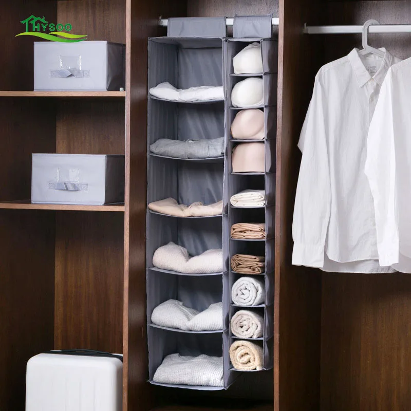 

Home Oxford cloth multi-layer closet hanging bag Dormitory closet fabric hanging type finishing rack clothing storage bag
