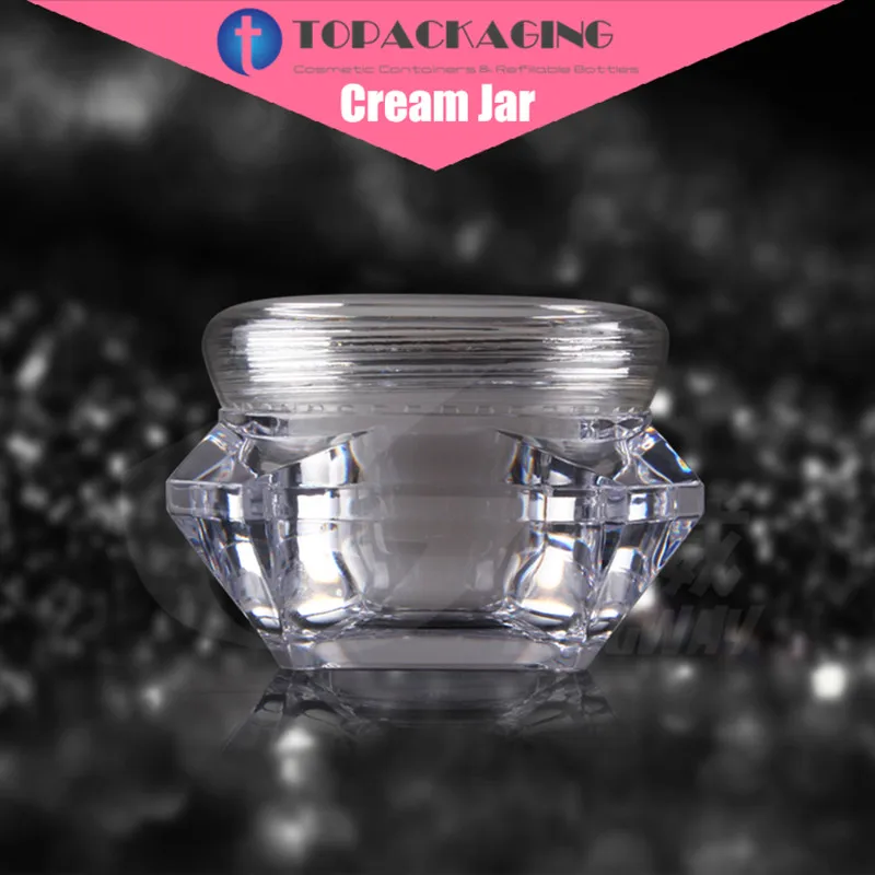 20PCS/LOT-5G Cream Jar,Small Diamond Shape Nail Art Canister,Empty Plastic Cosmetic Container,MINI Sample Makeup Sub-bottling