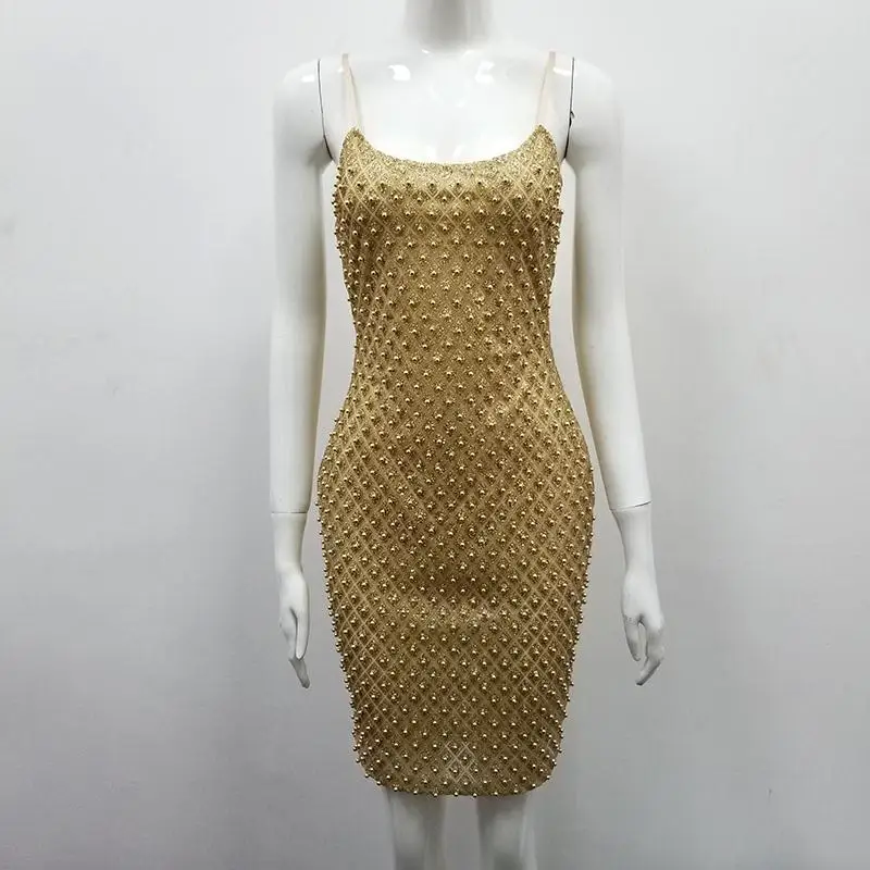 Top-Quality-Sexy-V-Neck-Gold-Women-Summer-Dress-2018-Knitted-Elastic-Party-Dress