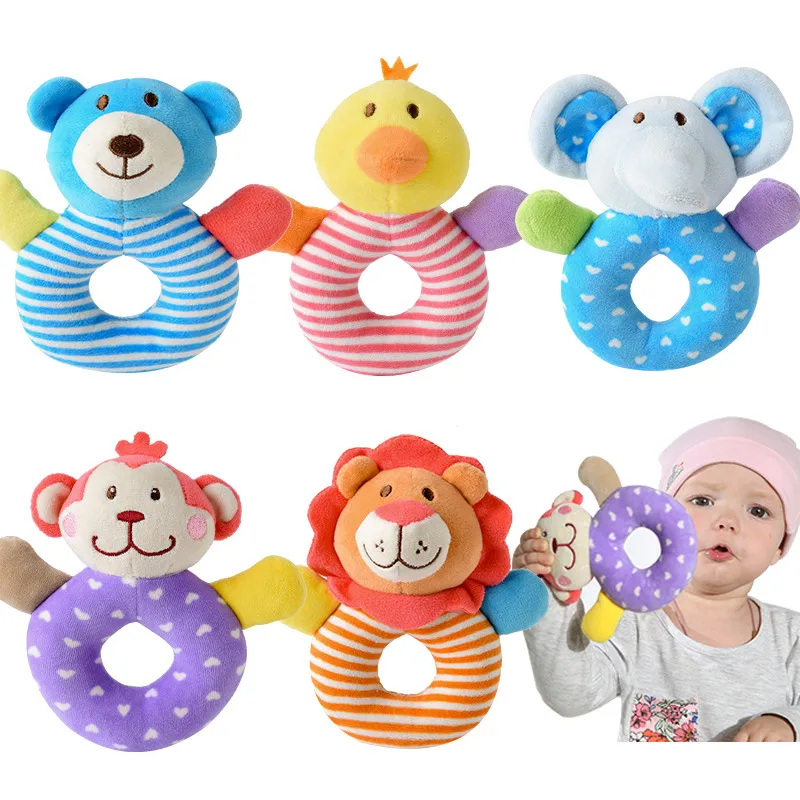 1 Pcs Children Baby Infant Hand Bell Rattles Animal Soft Cotton Cute