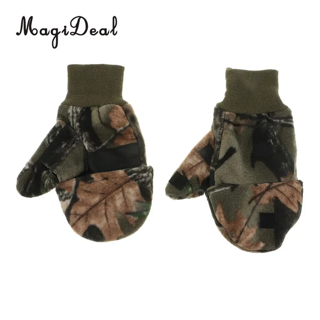 1 Pair Winter Fishing Gloves Anti Slip Warm Camo Cycling Hunting Gloves