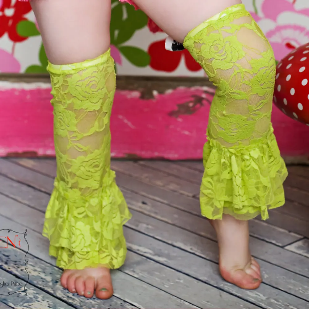 Kids girl solid color leg warmers Girl lace ruffle leg warmer candy