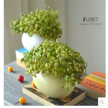 

High quality Christmas decoration fresh bean sprouts ceramic vase set plastic fake flowers simulation plants