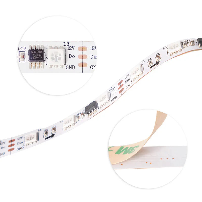 WS2811 RGB светодиодный полосы светильник 5050 SMD адресуемый 30 48 60 96 144 s Внешний 1 IC