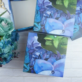 

oil painting flower in night box design 14*14*5.2cm Paper Box wedding Party Candy Cookie Macaroon Christmas DIY gift Packaging