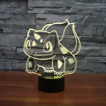 New Anime Kids Gift LED Colorful 3D Night Light with USB 3D Illusion Table Lighting Night Lamp Bulbasaur Lamp