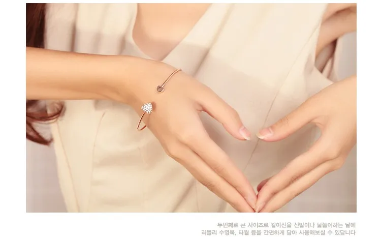 Женские модные стильные ювелирные изделия золотого цвета Ele хрустальные браслеты с сердечками& Браслеты открытые Bijoux 3B145