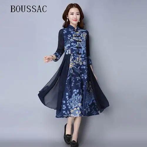 

plus size dress women vintage dress floral elegant noble fake 2 piece party dresses plus size large xxxl 3xl female clothing