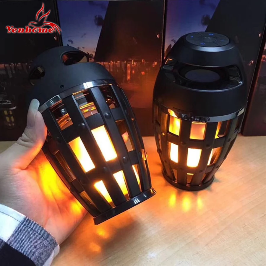 

Rechargeable LED Flame Lamp Speaker Stereo Bluetooth Speaker Lamp Atmosphere Night Light For iPhone Android Holiday Special Gift