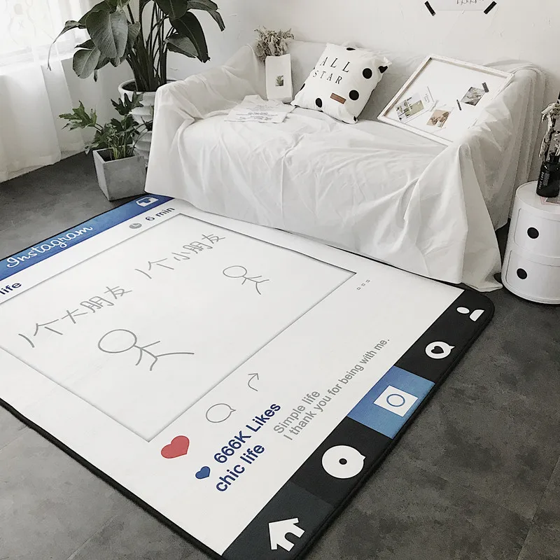 

Nordic style Chronic Rebound Carpets For Living room sofa Tea table bedroom bedside Rug And Carpet Modern black/white Floor Mat