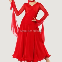 Женские Красный/Черный Длинные рукава современные Танцы платье бальное танго платье/Stage Одежда для танцев