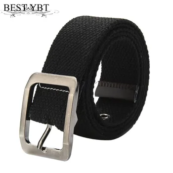 

Best YBT Unisex belt Multi-color optional Men and Women casual Alloy pin buckle canvas Men belt fashion stripe cowboy belt