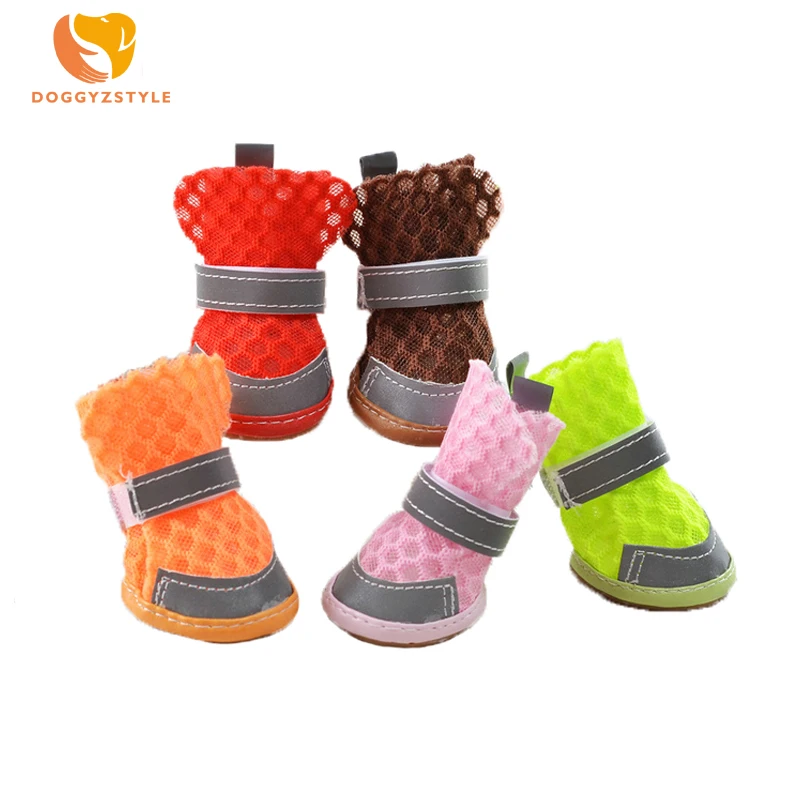 

4pcs/Set Pet Dog Shoes Mesh Breathable Reflective Booties For Small Medium Dogs Chihuahua Pets Accessories Supply DOGGYZSTYLE