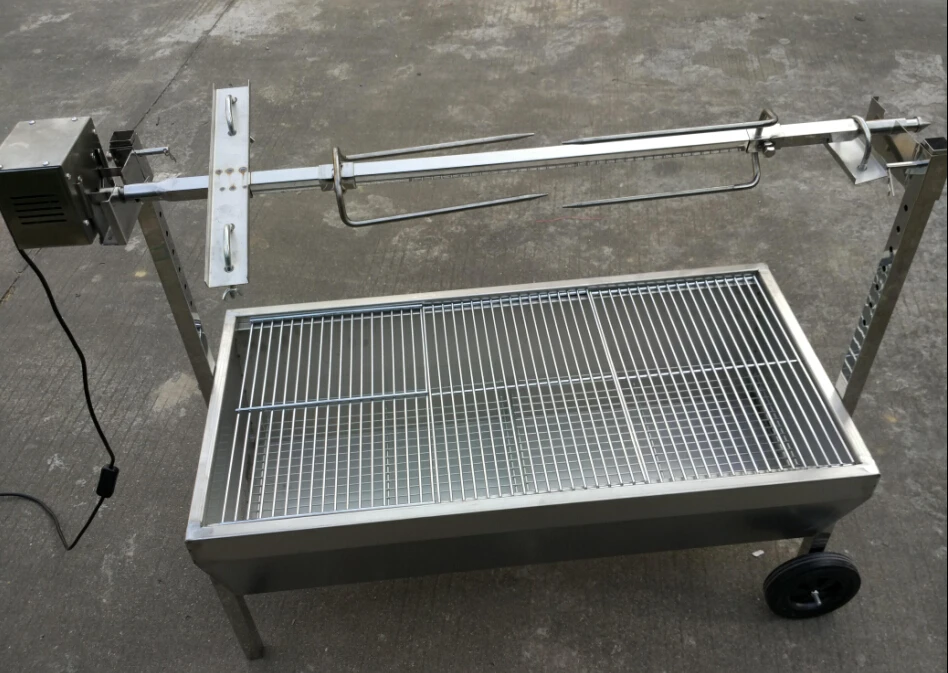 stainless steel auto charcoal BBQ roasted whole lamb stove motor