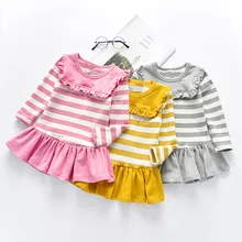 MUQGEW Одежда для маленьких девочек; платье для маленьких девочек; праздничное платье принцессы в полоску с длинными рукавами; топы; Vestido roupa infantil