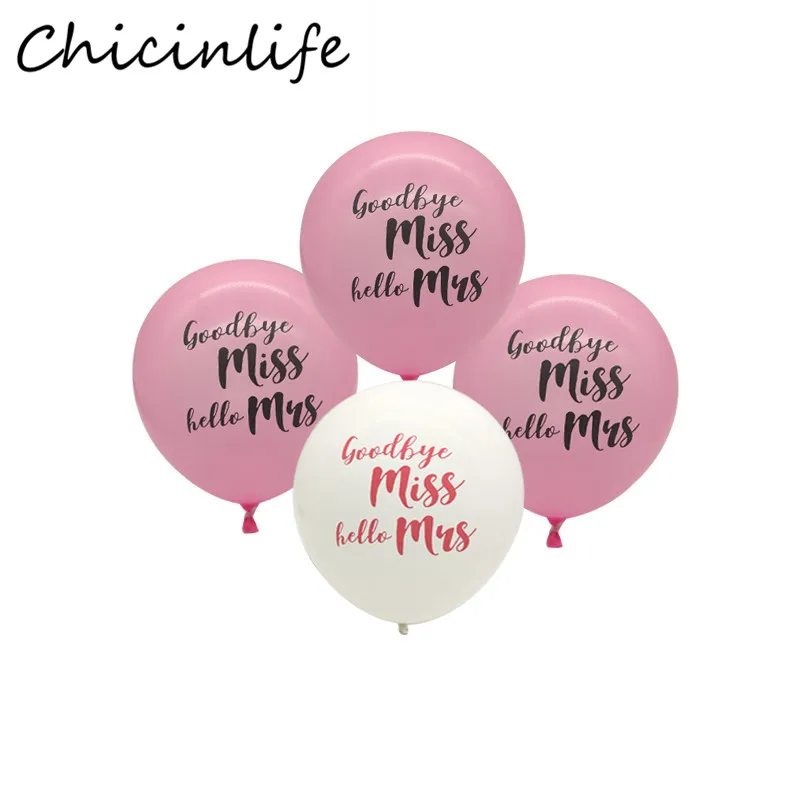 

Chicinlife 10Pcs 10inch Pink/White Goodbye Miss Hello Mrs Balloons Wedding Bachelorette Hen Party Supplies