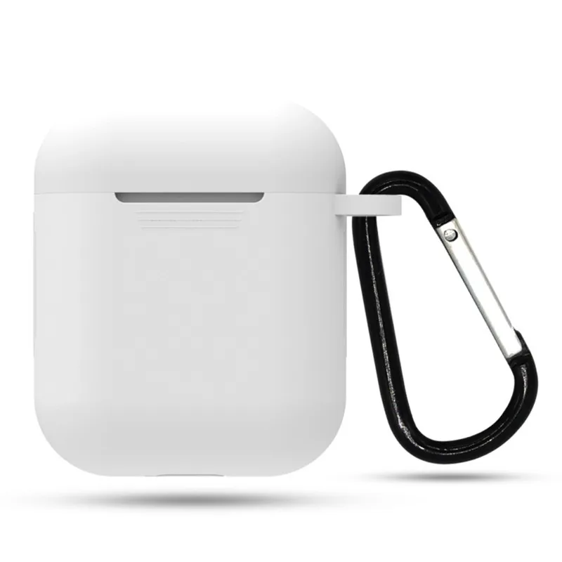 Беспроводной чехол для наушников с Bluetooth для Airpods, bluetooth-гарнитура, силиконовый чехол, водонепроницаемый чехол с ремешком и застежкой - Цвет: White