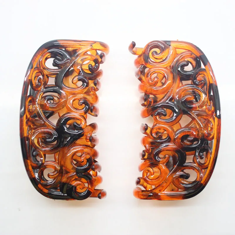 

Women's tortoiseshell color hair claw 8.5cm large plastic croc clips hollowed patterns jaw clip hair accessories