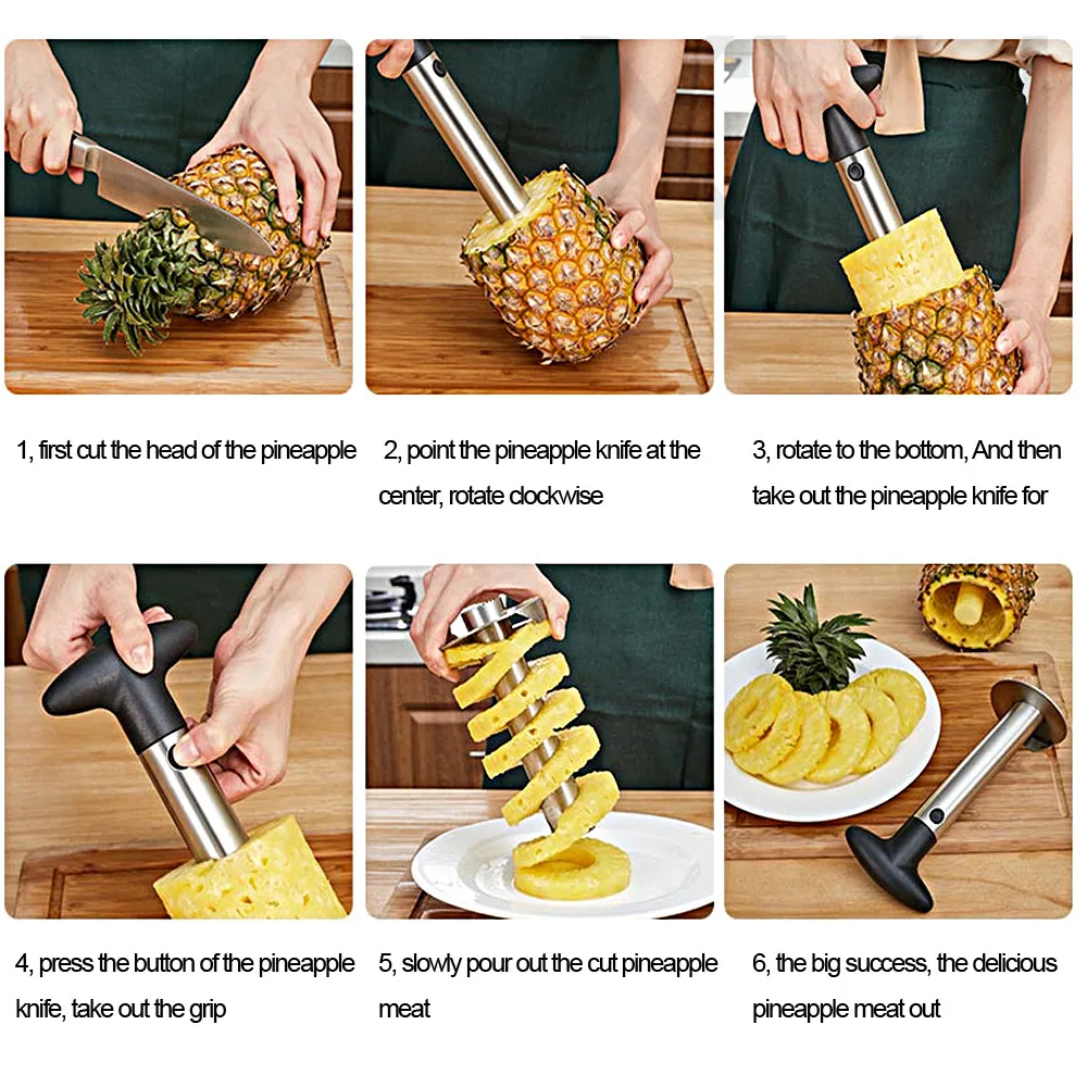 XYj нож для ананаса из нержавеющей стали, слайсер ABS, пластиковые Кухонные инструменты, нож для чистки руля, Режущие кольца с орнаментом в виде фруктов De-Corer