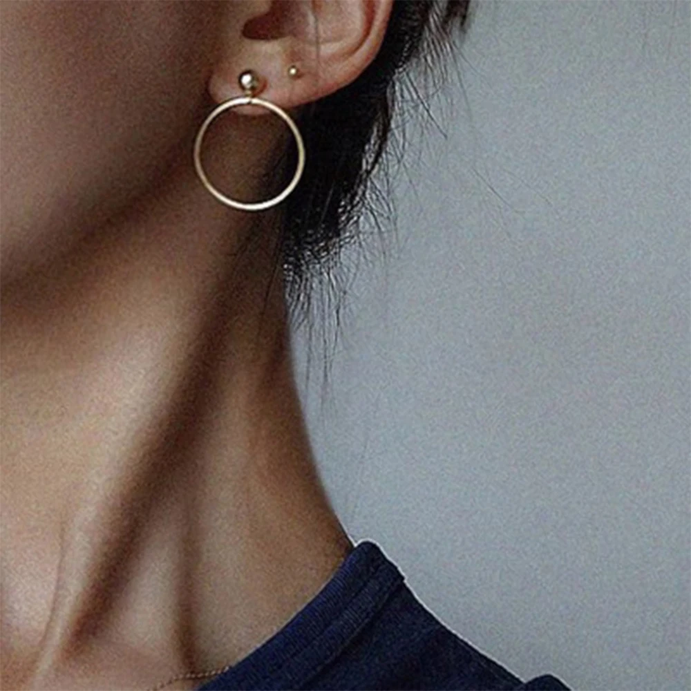 

Vienkim New Fashion Jewelry Punk Style Gold & Sliver Colors Geometric Round Circle Stud Earrings Best Gift for Women Girl