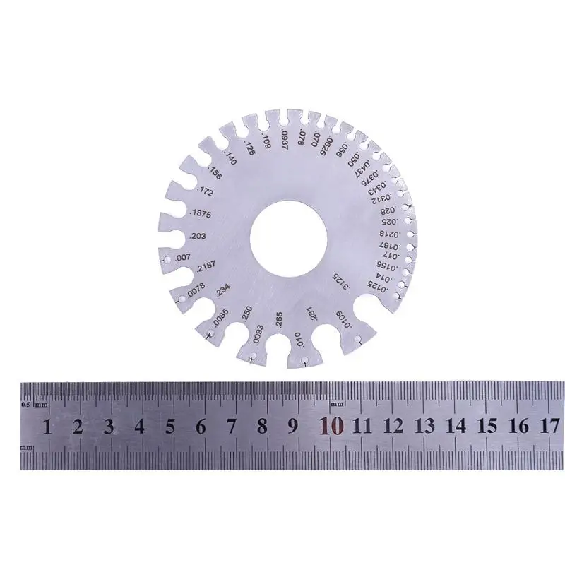 Высокое качество нержавеющая сталь 0-36 круглый AWG толщина провода линейка Калибр Диаметр измерительный инструмент нержавеющая сталь