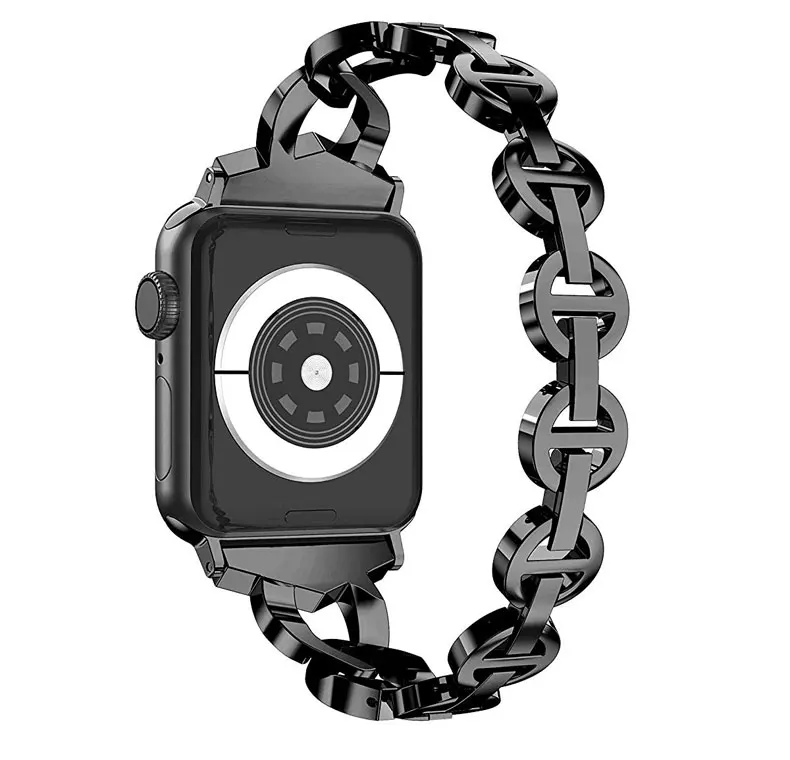 Ремешок из нержавеющей стали для Apple Watch Band со стразами алмазный обруч 38 мм 42 мм металлический ремешок для часов iwatch Apple Watch 4 40 мм 44 мм